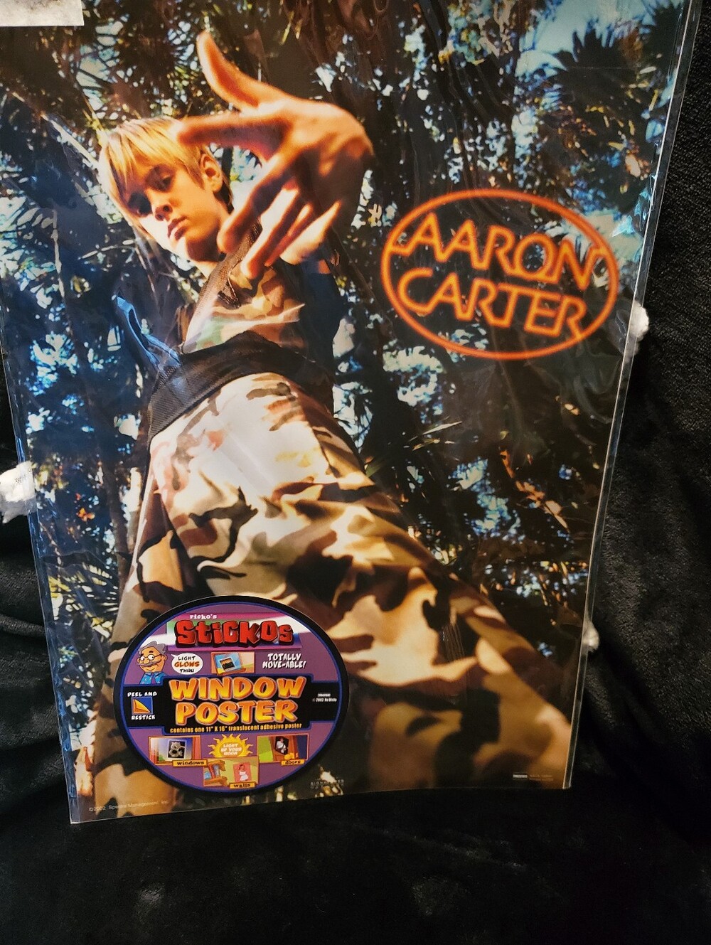 Vintage AARON CARTER Window Poster Y2K Rickos Stickos Brand New Sealed 16x11
